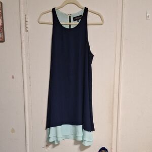Betsy & Adam Navy Flare Dress